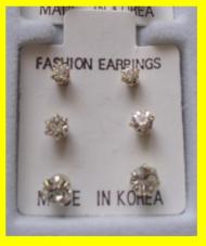kolczyki komplet 3 pary różne rozmiary